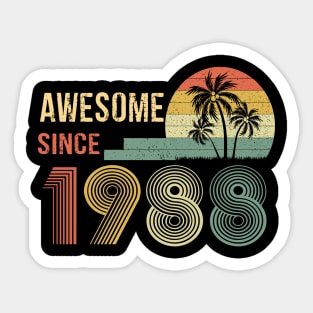 34 Years Old Awesome Since 1988 Gifts 34th Birthday Gift Sticker